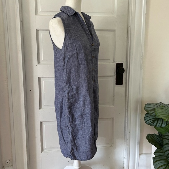 Tahari | 100% Linen Chambray Shirt Dress - Picture 4 of 5